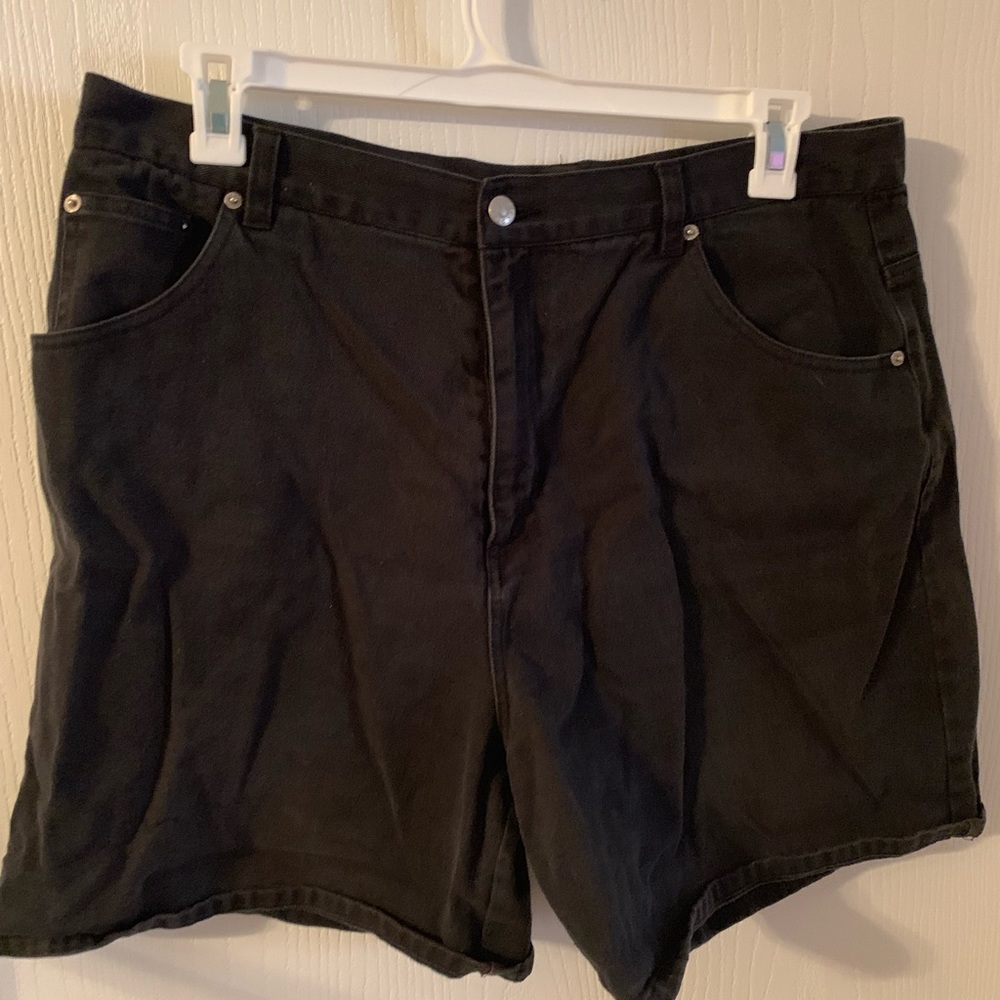 Black denim shorts
